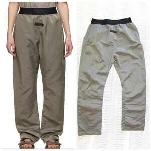 FEAR OF GOD ESSENTIALS Desert Taupe Nylon Trousers Grey Pants Size M Elastic